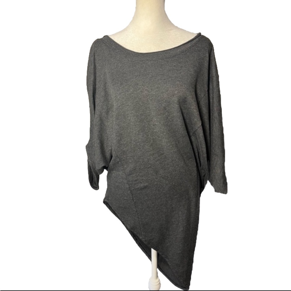 Hard Tail Sweatshirt Asymmetrical Short Sleeve Bat wing Gray Medium RARE!